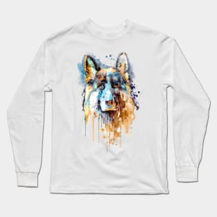 German Shepherd Dog Head Long Sleeve T-Shirt